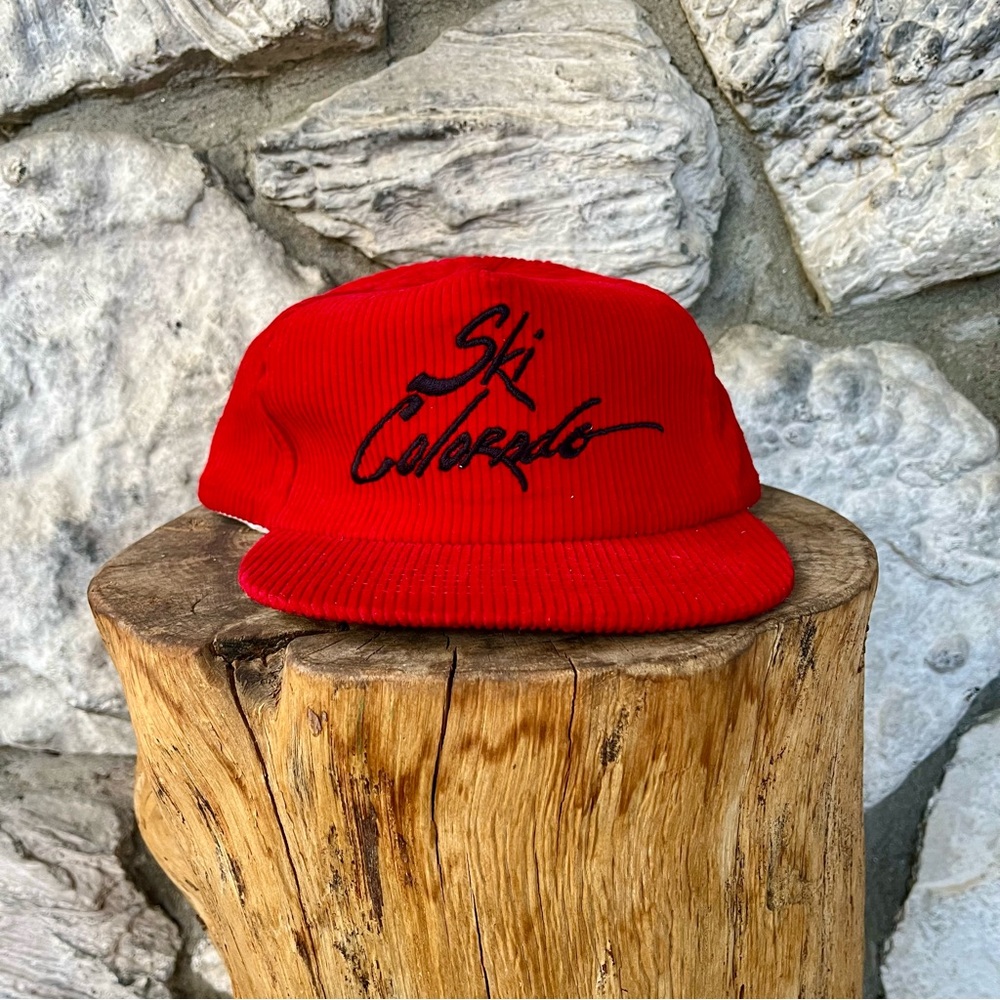 Vintage Ski Colorado Red Corduroy Hat